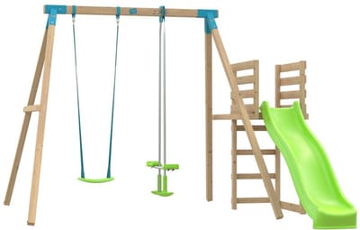 Station AUBÉPINE schommel - tegenovergesteld - schuif - verankeringsset - FSC® vierkant hout h243 cm