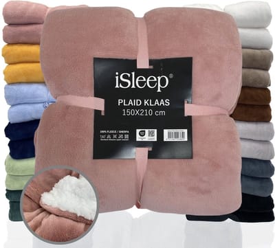 iSleep Plaid Klaas - Heerlijk Zacht - Fleece Deken - Extra Lang - 150x210 cm - Roze