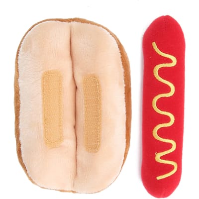 Jouet en peluche doux pour chien en forme de hot-dog, son détachable, exquis, pour chats et chiens red