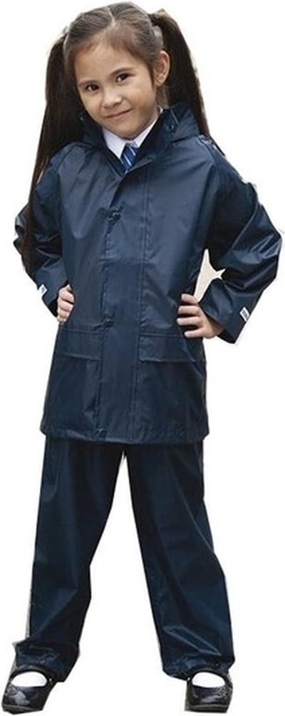 Regenpak winddicht voor kinderen - navy blauw - Regenjas / regenbroek - Regenkleding 122/128