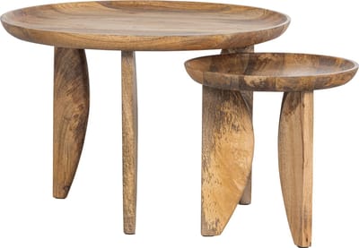 vtwonen High Heels Bijzettafels - Mangohout - Naturel - 40x40x40 cm - Set van 2