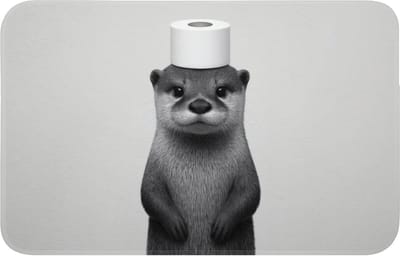 Badmat 80x50 cm - Antislip - Otter - WC rol - Zwart - Wit - Badmatten voor badkamer - Badkamermat - Douchemat - Badkamer mat