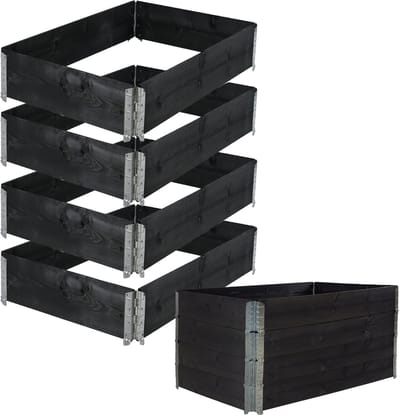 TRUTZHOLM - Verhoogde plantenbak - set van 4 - palletkaders - plantenbak - 120x80x80 cm - hout - tuin - stapelbaar - zwart