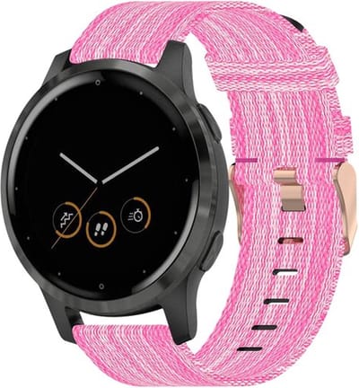 By Qubix - geschikt voor Huawei Watch GT 4 / GT 5 (41mm) & GT 5 Pro (42mm) - Canvas nylon bandje - Roze