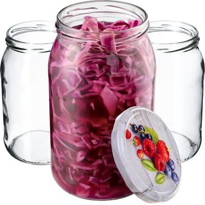 KADAX Weckpotten, 900 ml, inmaakpot voor inmaakpotten voor schroefdeksel, inmaakpot, bruikbaar als jampot, voorraadpot, conservenglas (frambozen, 8 stuks)