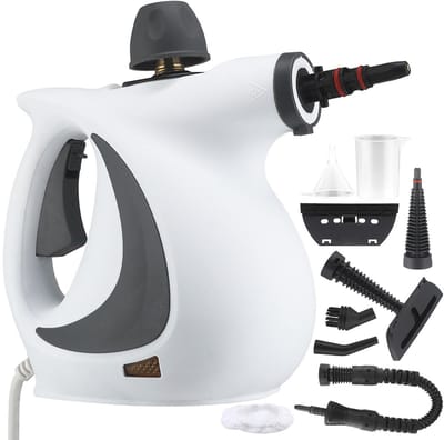 HOMTAS Stoomreiniger - Steam Cleaner - Handstoomreiniger - 3.5 Bar - 1050W Extra Krachtig - Vlekkenreiniger - Vloer, Badkamer, Keuken - Tapijtreiniger - 11 Delige