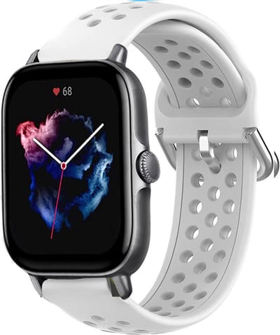 Siliconen sport bandje met gaatjes - Geschikt voor Xiaomi Amazfit Bip / Bip Lite / Bip S / Bip U / Bip U Pro / Amazfit GTS / GTS 2 / GTS 3 / GTS 4 - Mini bandje - Sport bandje - Wit