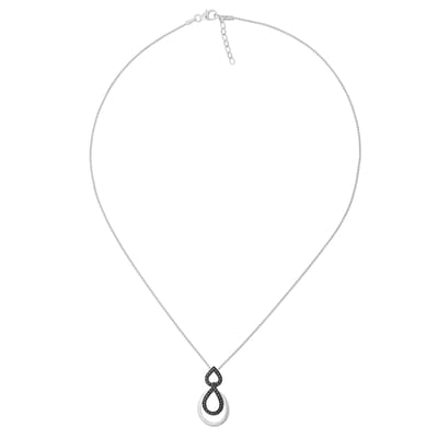 Orphelia 'Amber' Dames 925 Sterling Zilveren Keten met Hanger - Zilver/Zwart ZH-7092/2