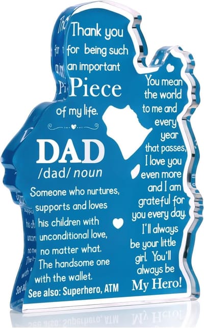 Papa geschenken van dochter, verjaardagscadeaus voor papa, kerstcadeaus voor vader, cadeau voor nieuwe vader bonus vader, vader van de bruid geschenken, acryl plaquette teken bureau decoratief cadeau