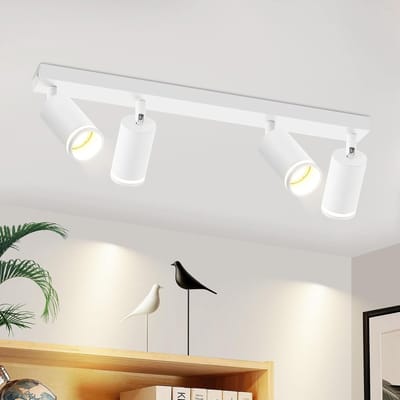 Glitzerlife - Plafondspot Plafondlamp - 4xGU10 fitting - Draaibaar en Kantelbaar - Opbouwspots - Metaal Mat Wit - Ø58cm - Modern voor Hal Woonkamer Slaapkamer