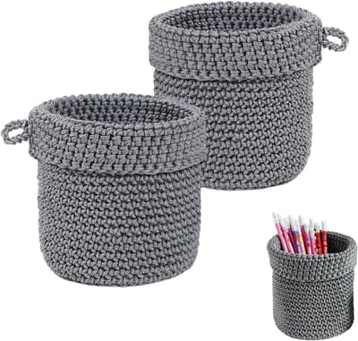 Handgeweven Opbergmand van Katoen, Braided Wandopbergmanden voor Slaapkamer, Badkamer en Keuken, Ideaal voor Organisatie en Decoratie (Grijs)