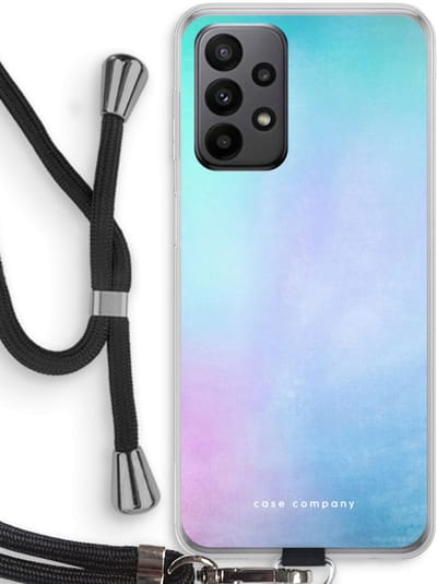 Hoesje met koord geschikt voor Samsung Galaxy A23 hoesje met Koord - Mist pastel - Telefoonhoesje met Zwart Koord - Bescherming aan alle Kanten en Over de Schermrand