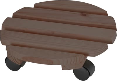 Plantroller rond 30 cm voor buiten - 50 kg draagkracht, FSC-hout, donkerbruin