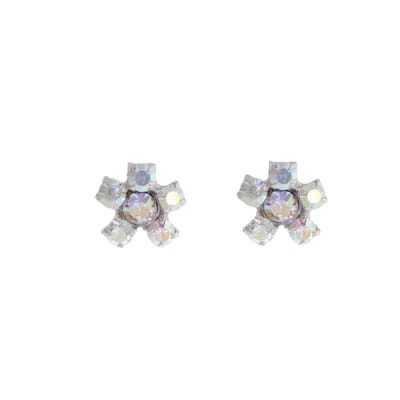 Behave - Oorbellen - Bloem - 925 Sterling Zilver - Transparante Aurore Boreale Kristal steentjes