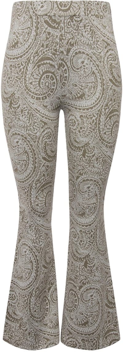 Studio Untold - Dames - Uitlopende broek legging glitter-paisley - Olijf - Maat 44