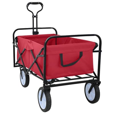 vidaXL - Vouwbare - winkelwagentje - met - remmen - Rood - 94 - x - 53 - x - 99 - cm