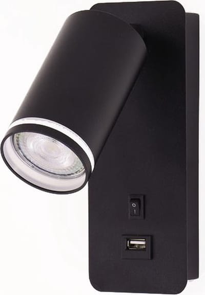 Wandlamp zwart spotje met USB aansluiting