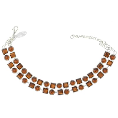 Behave - Armband zilverkleur met bruine stenen - Warme herfstlook