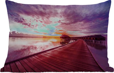Buitenkussens - Tuin - Steiger - Water - Zon - Roze - Horizon - 50x30 cm