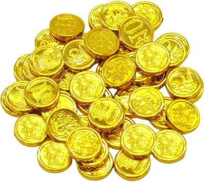 Gouden Munten - Speelgeld Piraten - Feestdecoratie - Ruime Hoeveelheid - 48 Stuks - Goud