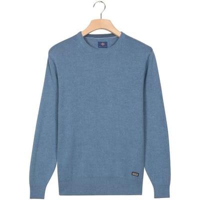 Baileys Trui Crew Neck Allover Fine Two-Tone Texture Mid Denim Blue / male