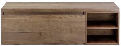 Frozen Badmeubelset 140 cm - Greeplijst in Kleur - Wastafel Regaalkast met Bovenblad Tabacco