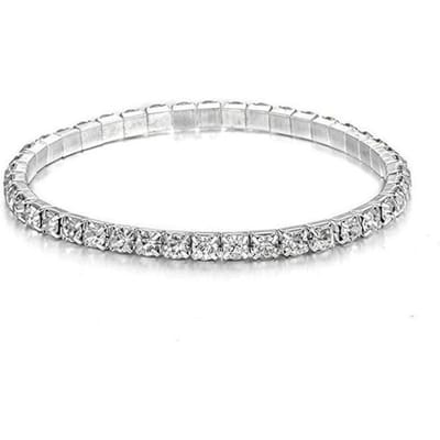 Kristallen Armband Bangle Stretch Bling Enkele Rij Strass Armbanden Voor Vrouwen Elasticiteit Bruiloft Bruids Cadeau Sieraden white