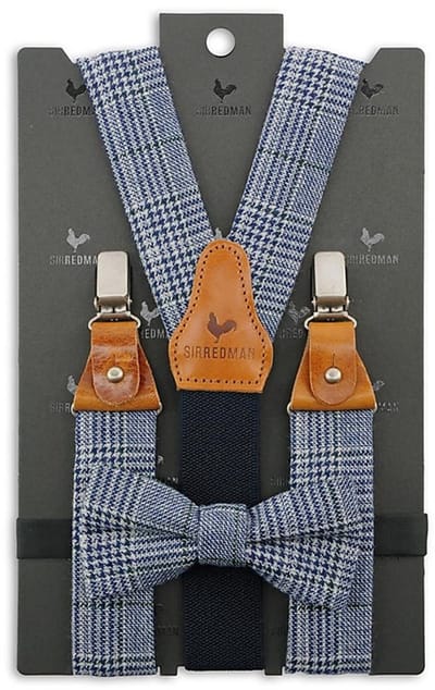 Sir Redman - Bretels met strik - bretels combi pack Maher Tweed - blauw / groen / grijs / wit