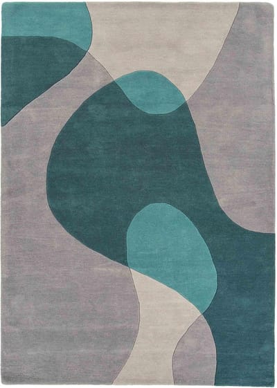 Easy Living - Matrix-arc-Teal Vloerkleed - 160x230  - Rechthoek - Laagpolig Tapijt - Modern - Blauw, Grijs