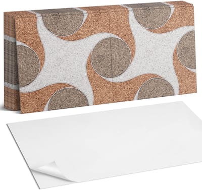 Coloray Plaktegels - Patroon met cirkels en golven Zelfklevende Wandtegels - 40 cm x 20 cm - Beige Plaktegels - 10 stuks - Rechthoek PVC Tegels - Plaktegels Badkamer - Vloertegels Zelfklevend - Vinyl Tegels - Portugese Tegels