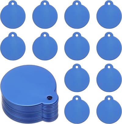 Metalen Gravure Tags - Ronde Aluminium Blanks - Sieraden Maken - Met Gat - 35x32mm 15 stuks - Blauw