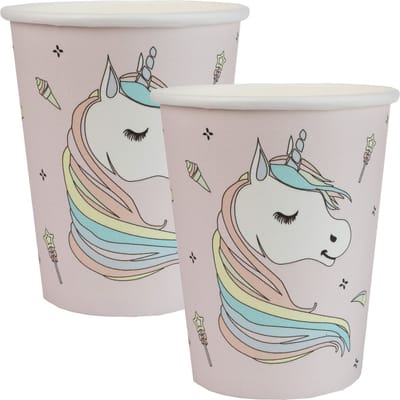 Santex feest wegwerp bekertjes - Eenhoorn Thema - 20x stuks - 270 ml - karton - unicorn/magie