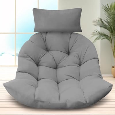 Stoelkussen Hangstoel - Kussen Tuinstoel - Buiten Ontspannen - Waterafstotend Materiaal - 117x106x18cm - Grijs