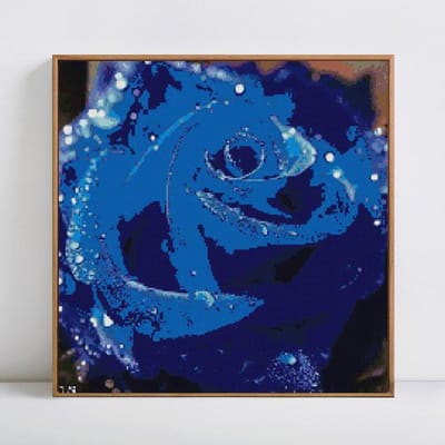 Diamant schilderij volledige ronde blauwe roos diamant borduurwerk mozaïek volledige weergave bloem foto 30x30CM