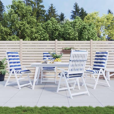 vidaXL - Buitenkussen - 4 - st - Stof - Blauw - en - Wit - 120 - x - 50 - x - 7 - cm