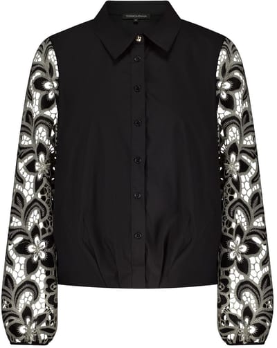 TRAMONTANA - Embroidered sleeve blouse - C24-17-401 - 009000 Black