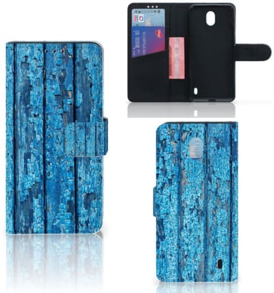 Nokia 1 Plus Book Style Case Wood Blue