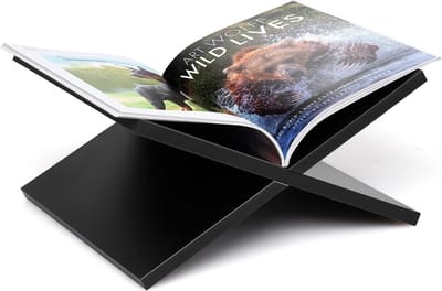 Boekenstandaard - Boekenhouder voor Koffietafelboeken - 33x19x29cm - Hout - Zwart - Hanamura