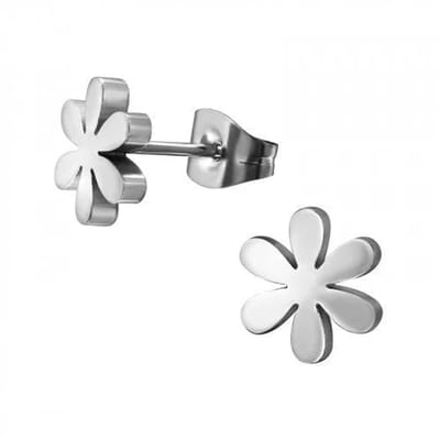 Aramat Jewels | Oorbellen | Stalen Oorbellen Bloem - Perfect Cadeau! | Bloem-zilverkleurig-8mm | |7mm | Staal | Volwassenen | Verkleurd niet