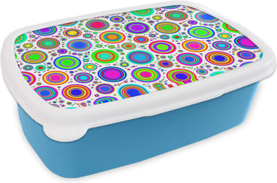 Broodtrommel Blauw - Lunchbox - Brooddoos - Patroon - Stippen - Cirkel - 18x12x6 cm - Kinderen - Jongen