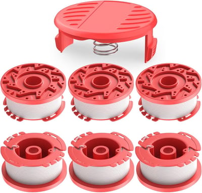 Maaidraad - 6 Stuks - trimmerdraad - Reserve draden - met doppen en veren - draadspoelen - Geschikt Voor Craftsman trimmers - lengte 30 ft - Vervangt spoelen uit de CMCST900/CMESTA900/CMESTE920/CMZST98020/CMCST915/CMEST913 - rood