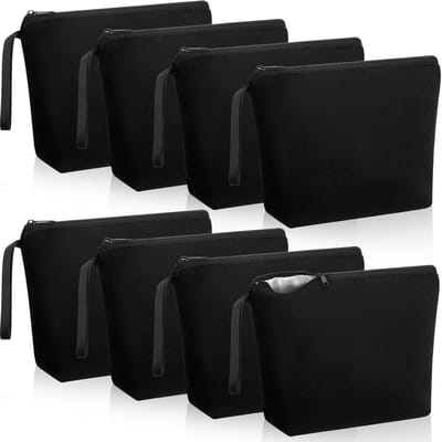3 stuks make-uptassen van canvas, lege make-uptas van stof, om in te kleuren, cadeau voor Moederdag, Valentijnsdag, Kerstmis, Zwart, Taglia Unica, Modieus