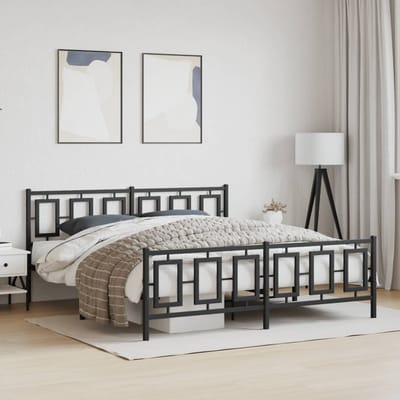 vidaXL - Bedframe - met - hoofd- - en - voeteneinde - metaal - zwart - 183x213 - cm