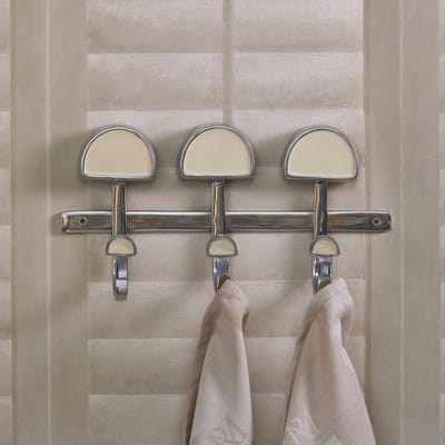 Riviera Maison Haak Zilver - Blaise Wandhaak met 3 Haken - Aluminium - (LxBxH) 8x32x17