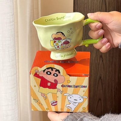 Crayon Shin Shien Mok Leuke Cartoon Keramische Waterbeker Hooguitziende Couple Koffiekop Kinderontbijt Melkbeker 380ML