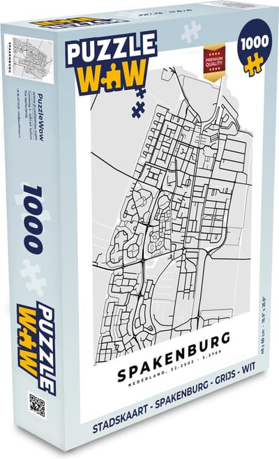 Puzzel Stadskaart - Spakenburg - Grijs - Wit - Legpuzzel - Puzzel 1000 stukjes volwassenen - Plattegrond