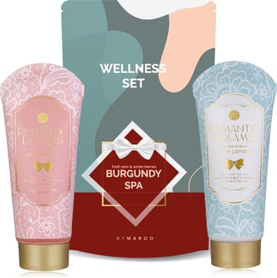 By Maroo - Burgundy Spa - Cadeaupakket Lichaam - Verjaardag cadeau vrouw - Wellness bath - Geschenkset vrouwen, moeder, vriendin, zus, oma, mama - Giftset - Cadeautje voor haar