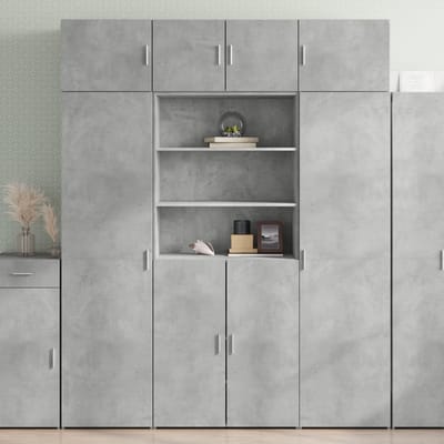 vidaXL - Hoge - kast - 80x42,5x185 - cm - bewerkt - hout - betongrijs