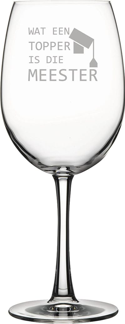 Gegraveerde Rode wijnglas 58cl Wat een topper is die meester