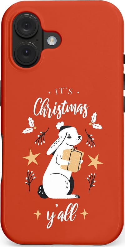 Casetastic hoesje geschikt voor Apple iPhone 16 - MagSafe - Dubbellaagse bescherming - Kerst Konijntje Flappie - Fashion Case - Terracotta